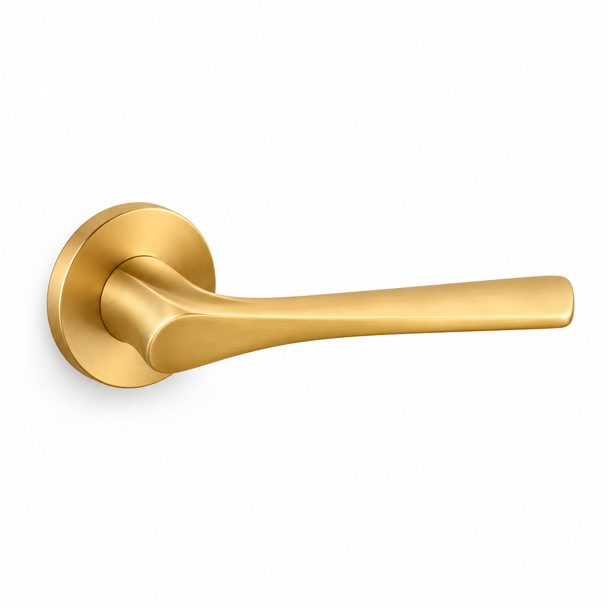 Matt Gold Internal Door Handles – Round Rose Pair – complete view on white background
