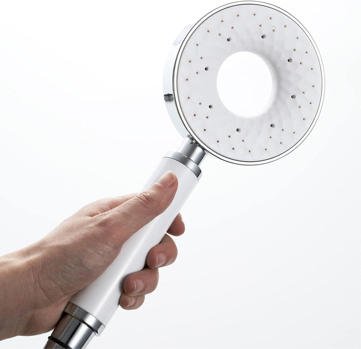 Anti-Limescale High-Pressure Shower Head – White / Black