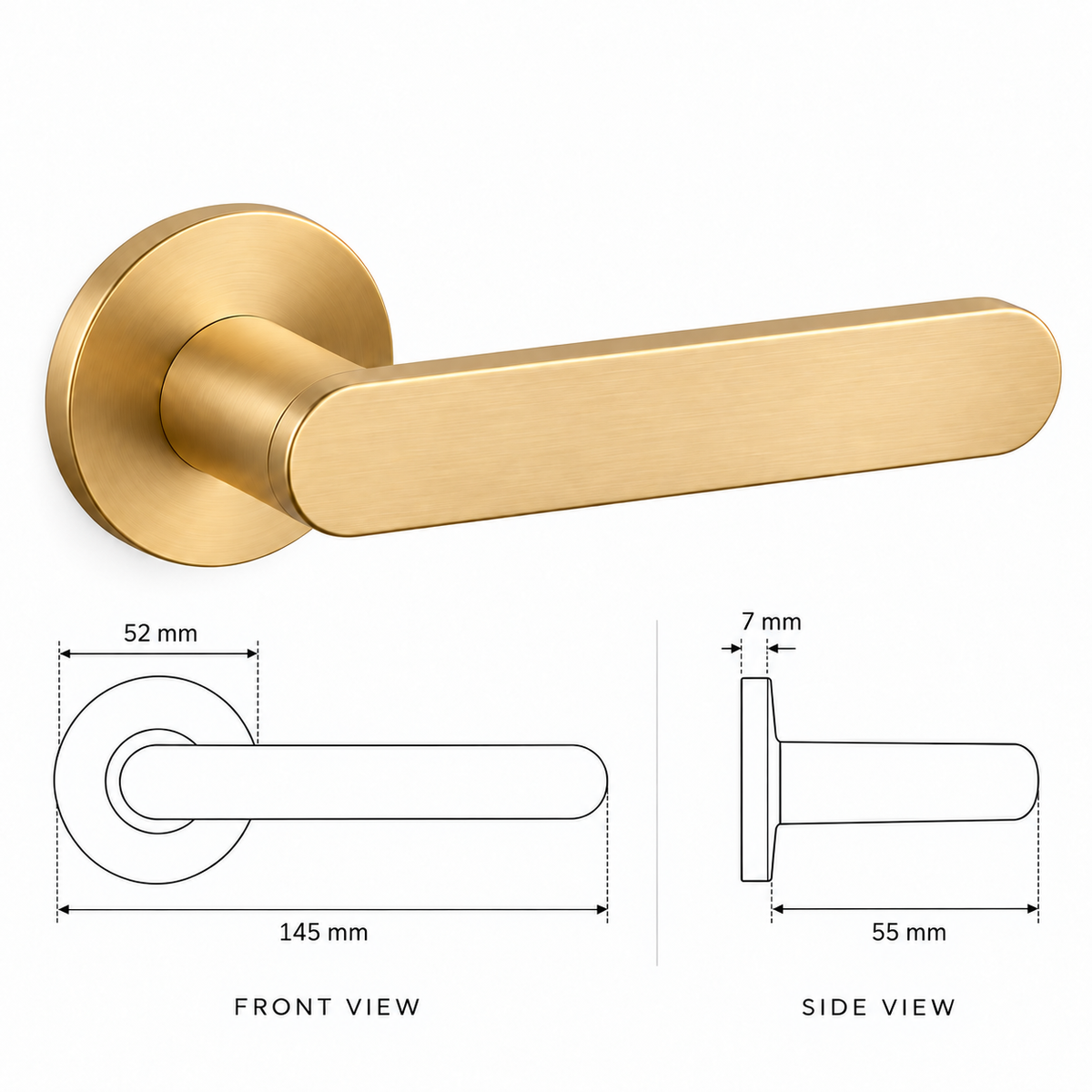 IRGA satin gold door handle dimensions