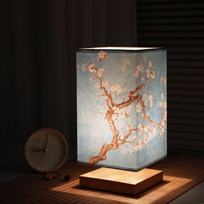 Japanese table lamp blue pattern