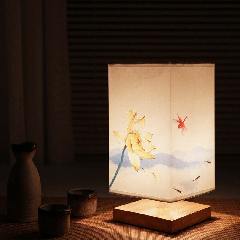 Japanese table lamp lotus pattern