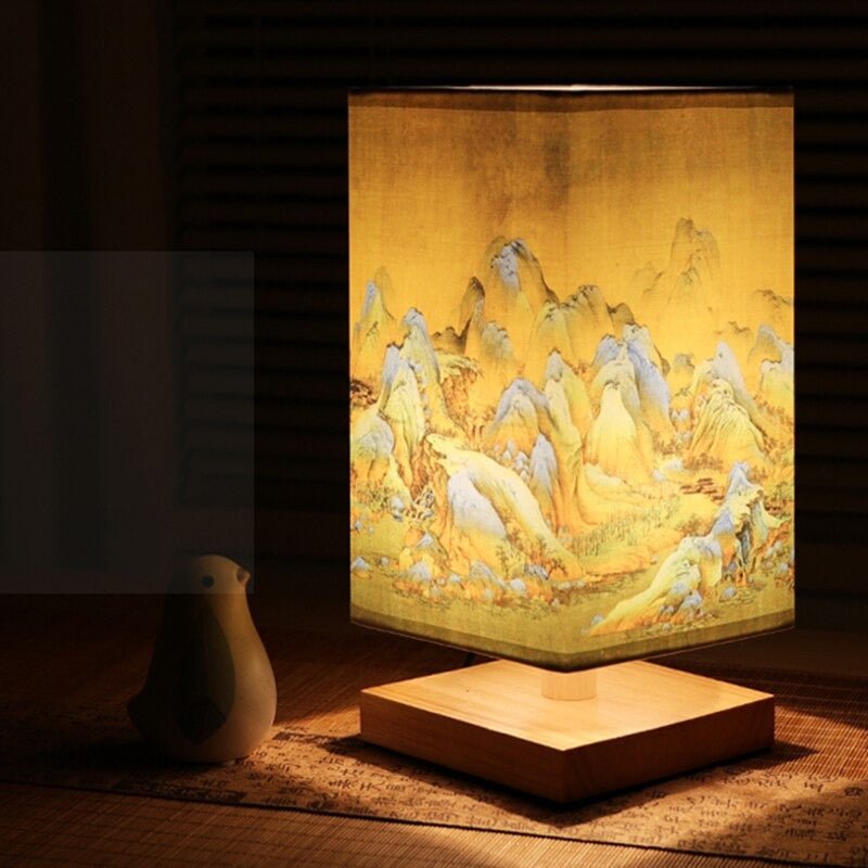 Japanese table lamp mountain pattern