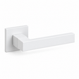 White Stainless Steel Internal Door Handles – Square Rose Pair – complete view on white background