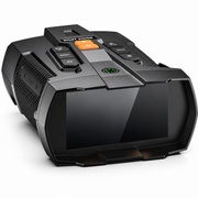 Black digital night vision binoculars with 4.5-inch screen on white background