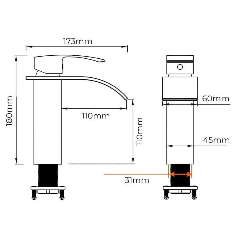 Oracle waterfall basin mixer tap 21