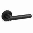 Black Stainless Steel Internal Door Handles – Round Rose Pair – complete view on white background