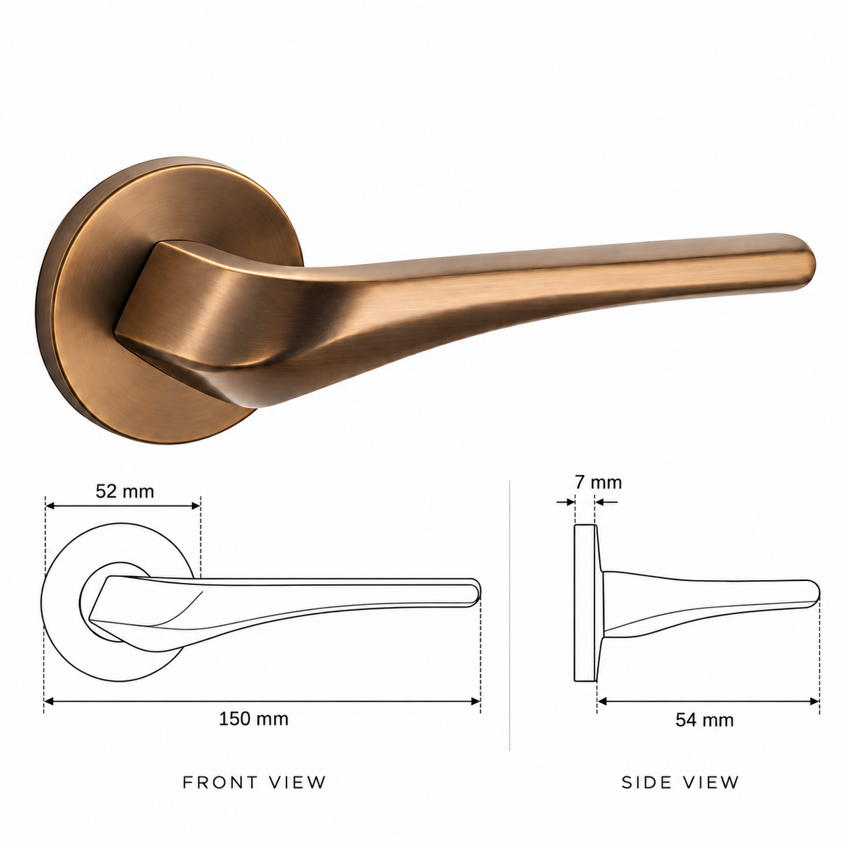 Modern Internal Door Handles – Square Rose Pair