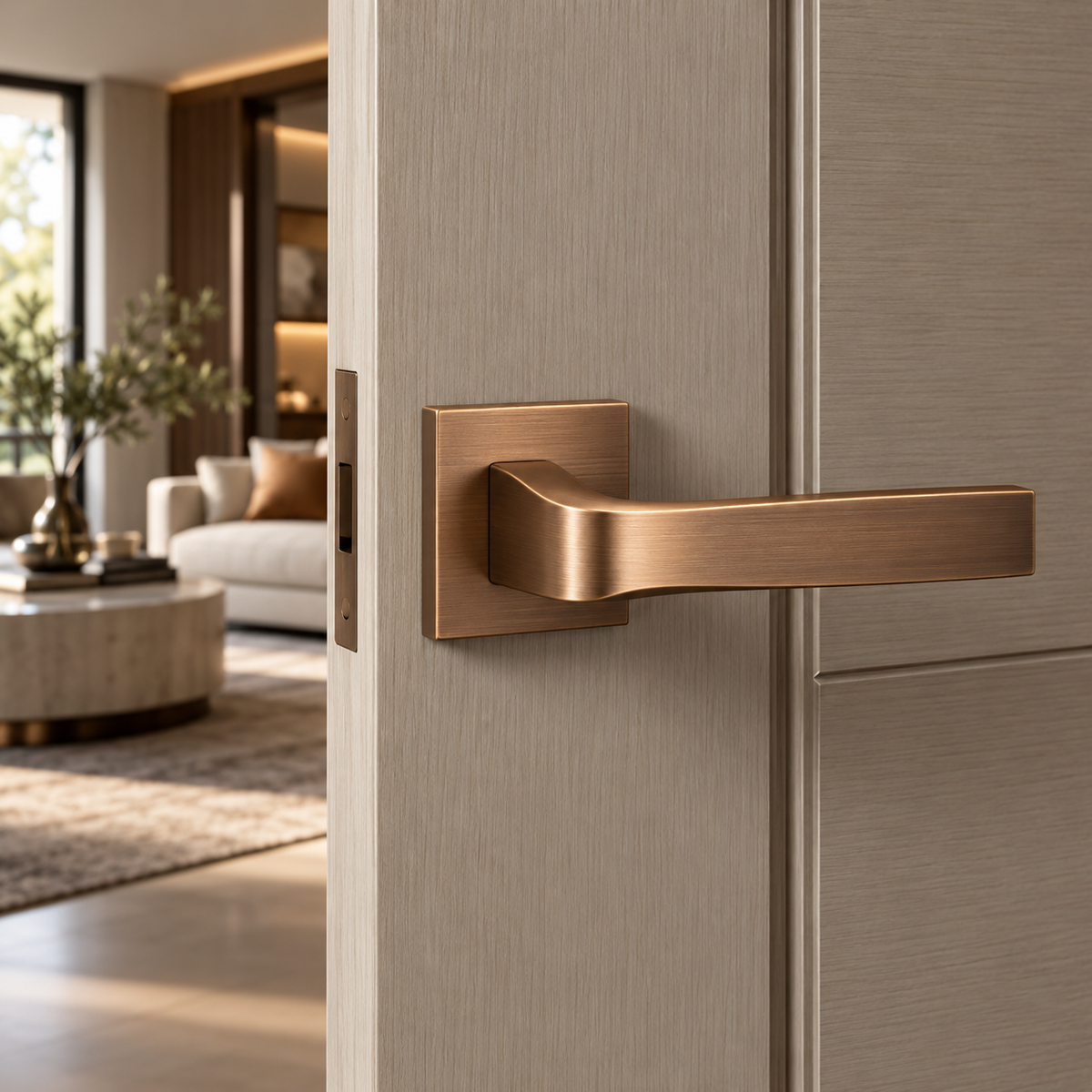 Modern Internal Door Handles – Square Rose Pair
