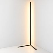 Black RGB floor lamp with warm light and slim corner base