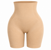 Beige high waist shapewear shorts front view