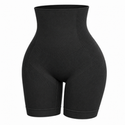 Black high waist shapewear shorts front view
