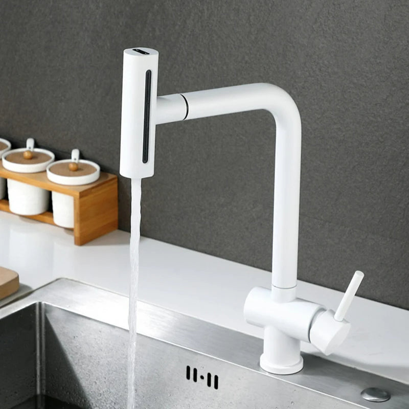 Square Spout Kitchen Mixer Tap – White
