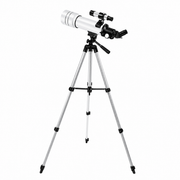 White 70mm telescope with original adjustable aluminium tripod, leg brace and pan handle