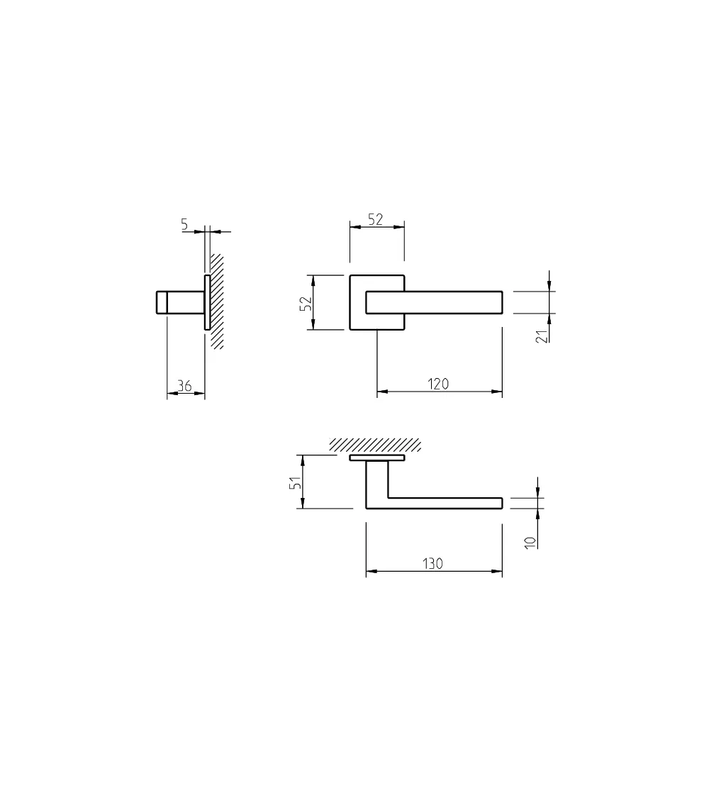 TUPAI 2275 Black Square Door Handle Pair