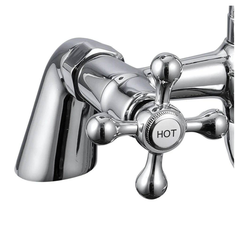 Chrome Retro Wall Mounted Bath Shower Mixer – Ceramic Handles