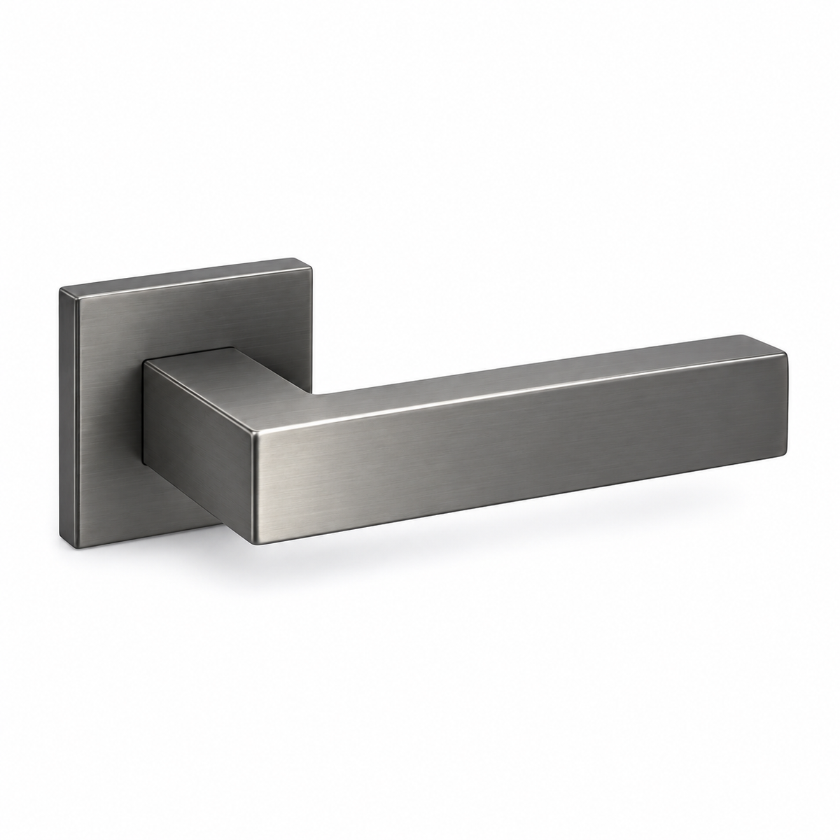 Gunmetal Internal Door Handles – Square Rose Pair – complete view on white background
