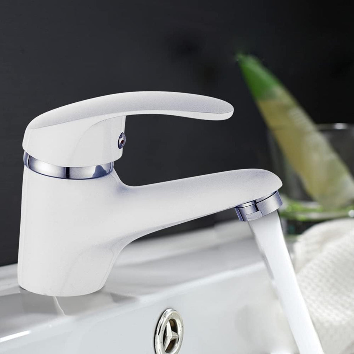 White Basin Mixer Tap – Single Lever Monobloc
