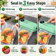 Vacuum sealer three-step food sealing guide