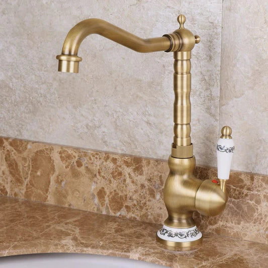Brushed gold vintage basin mixer tap